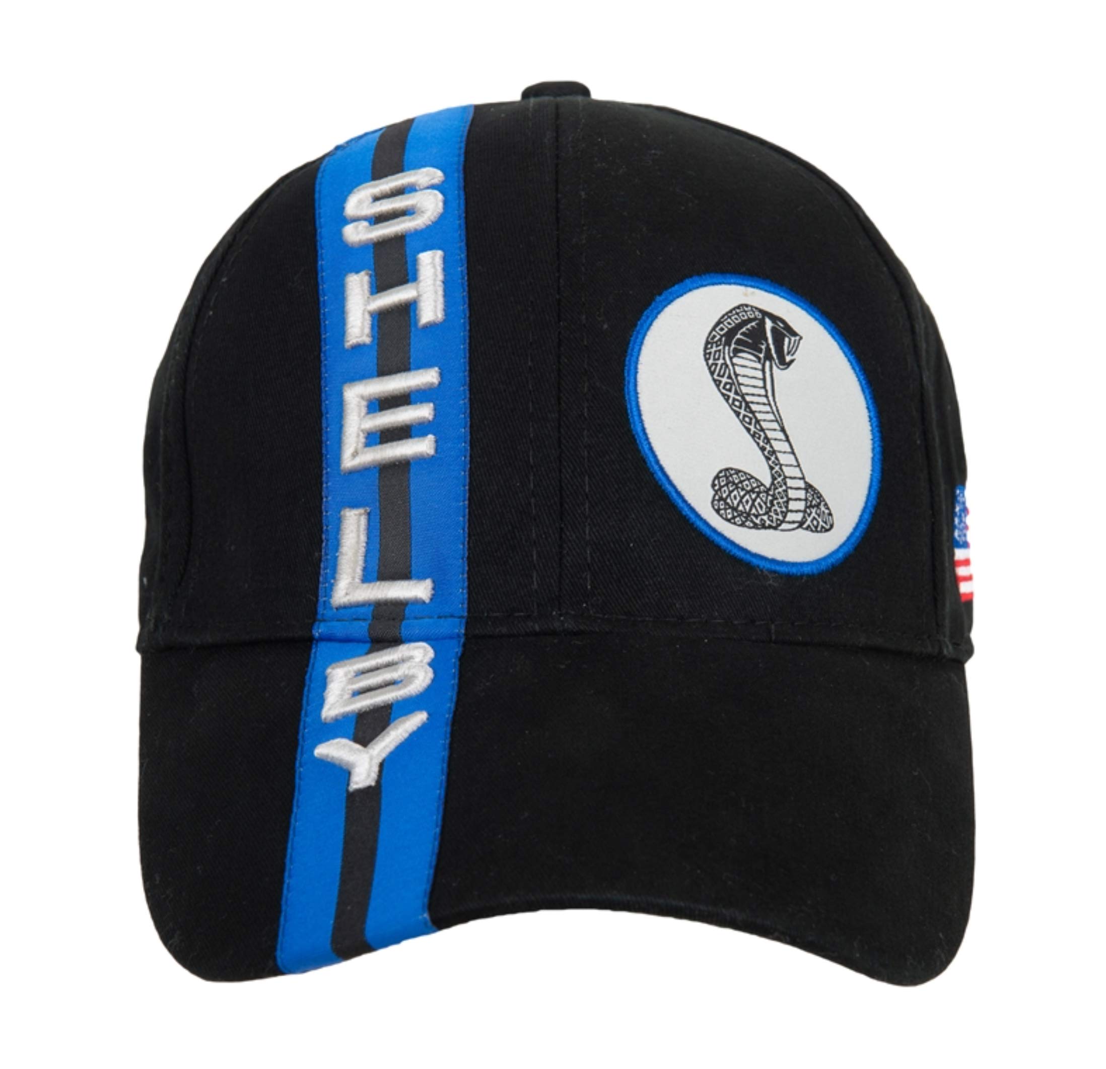 Shelby Blue Double Stripe Black Cap Hat | Officially Licensed Shelby® Product | Adjustable, One-Size Fits All