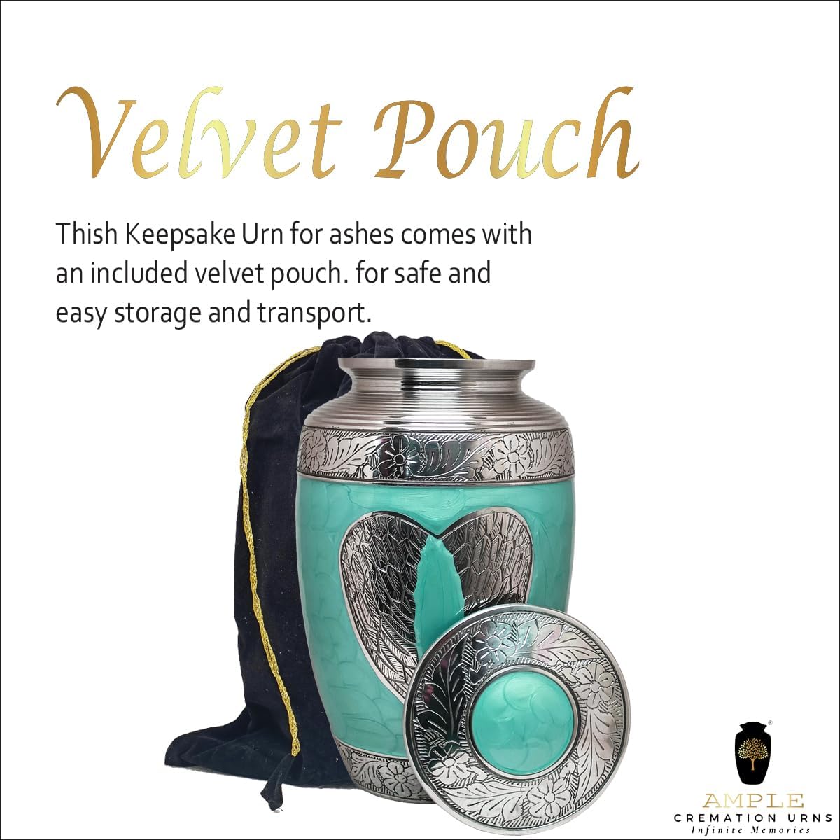 | Handcrafted Memorial Urn with Secure Lid- Funeral Decorative Burial |Accents Holder - Human Ashes |220 LBS Capacity |11x7x7 Inches | Loving Angel | (Green, 7 x 7 x 11 inches)