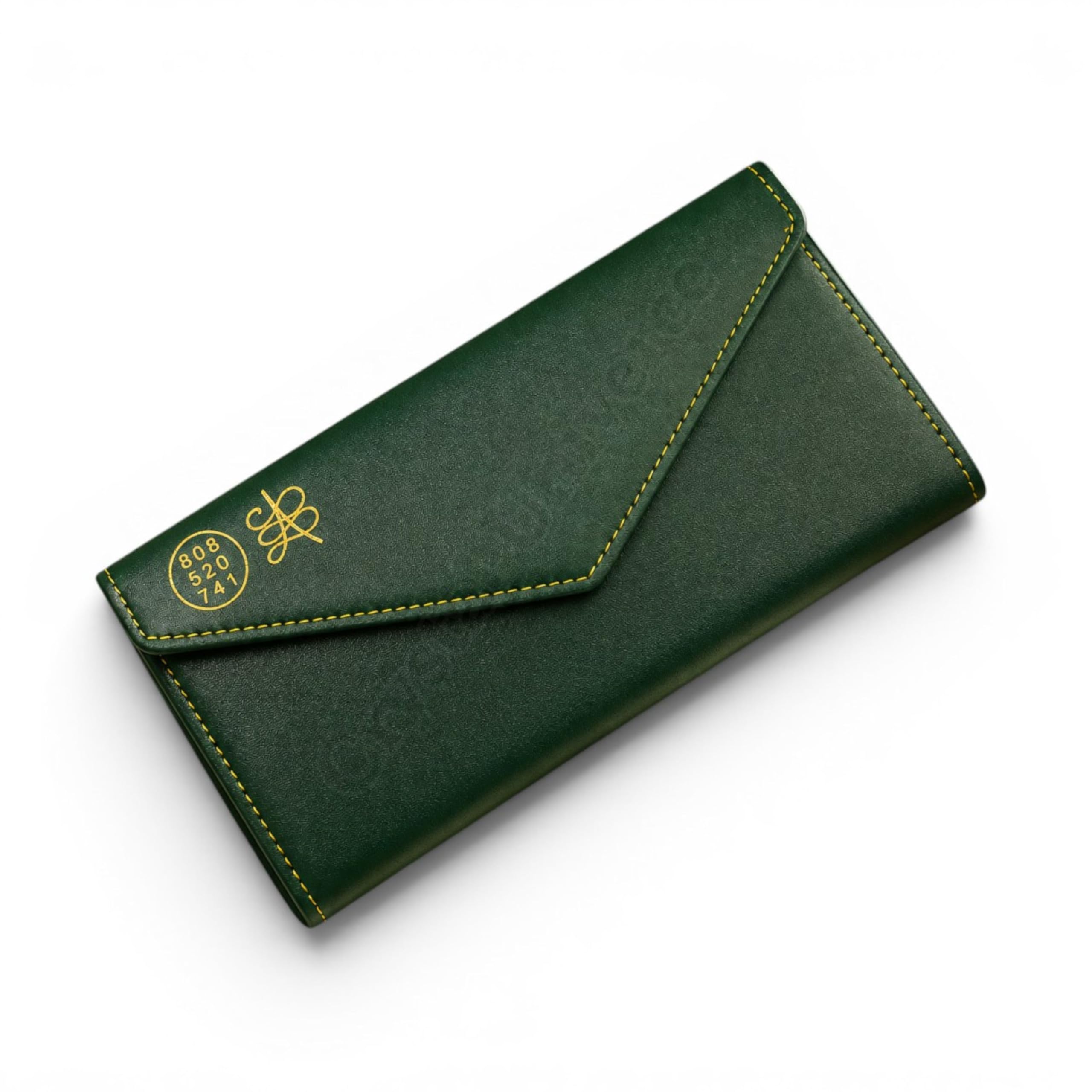 Dark Green Artificial Leather Women's Wallet with Angel Numbers-image-42