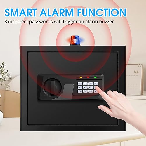 Miniatura 8 de 1.6 Cuft - Cajas fuertes a prueba de fuego para uso doméstico, caja de seguridad digital antirrobo con teclado programable y llaves de repuesto,