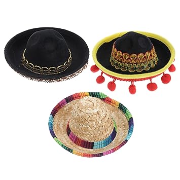 POPETPOP 3PCS Dog Sombrero Hat Cute Straw Sombreros for Fiesta Carnival Summer Party Decorations Adults Teens Pets