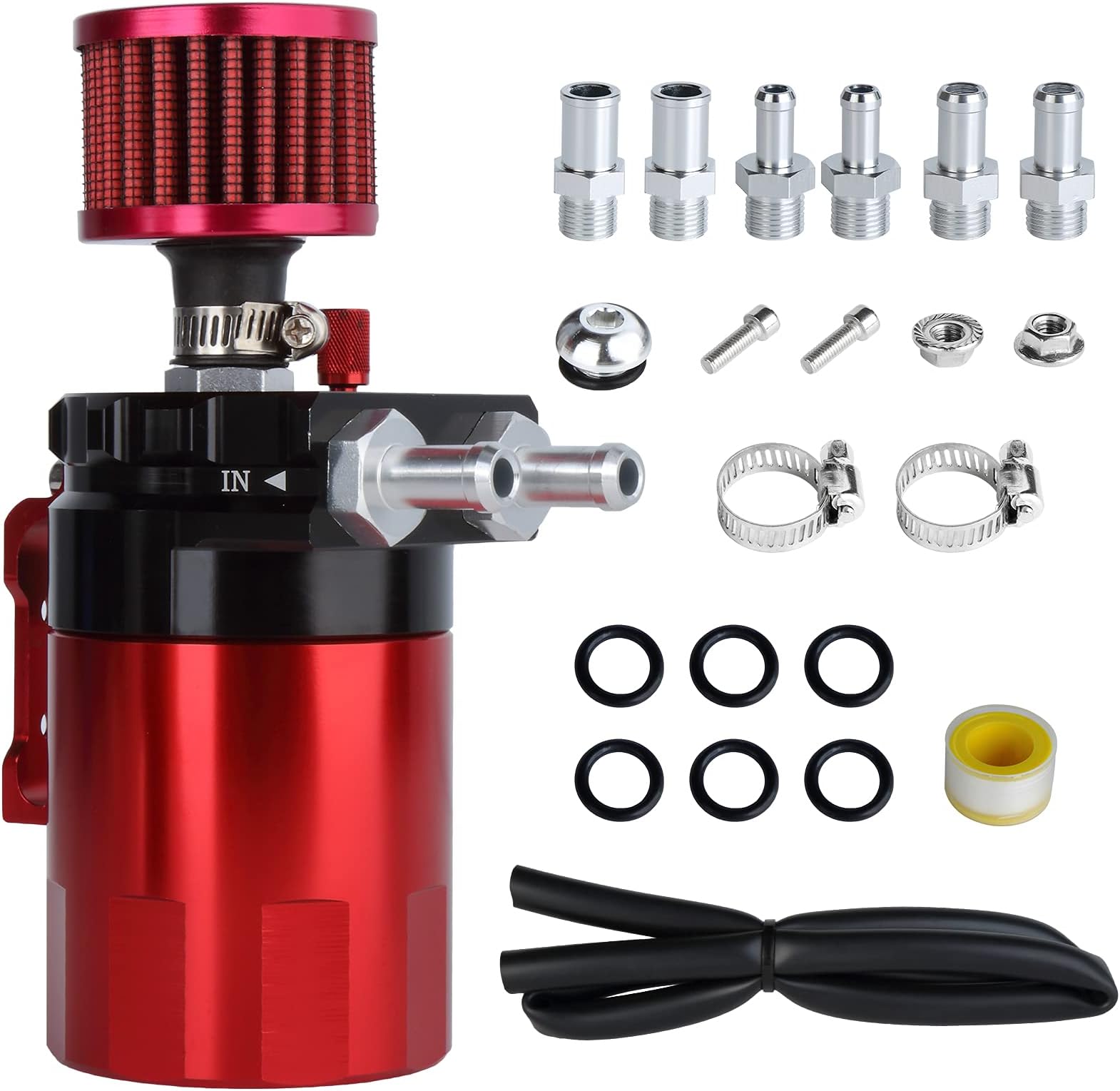 Universal Car Oil Catch Can Kit Polish Baffled Automotive Reservoir Tank 300ml with Breather Aluminum Compact Dual Cylinder