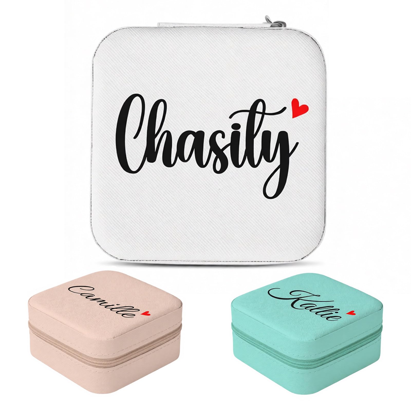 Custom Travel Jewelry Case – Personalized Jewelry Box with Name, Portable Jewelry Organizer for Rings, Earrings, Necklaces | Bridesmaid Proposal Gifts, Valentine’s Day Gifts for Women, Girls (Style 4)