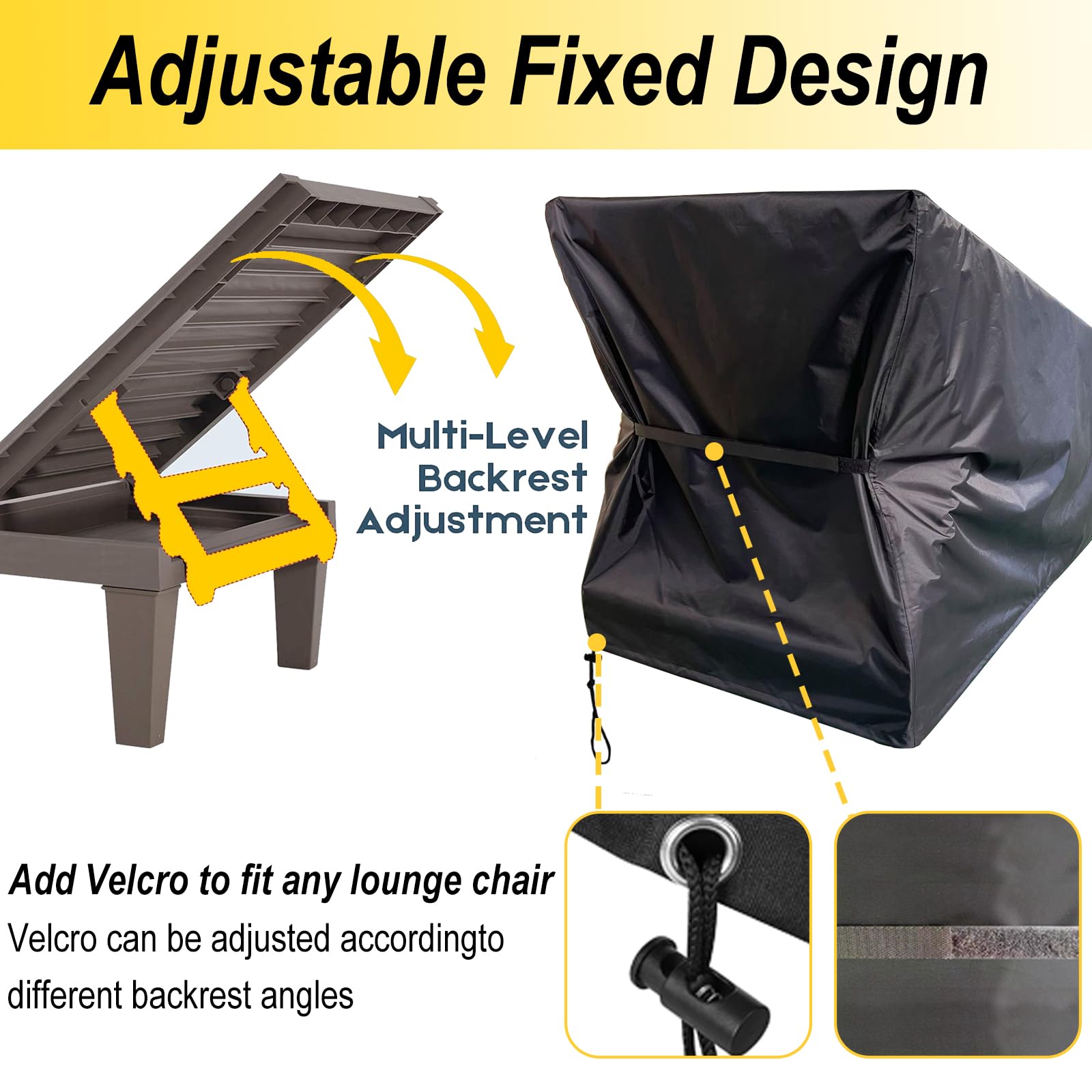 Copertura Impermeabile Per Chaise Longue | Confezione Da 2 | Tessuto Oxford 420D Con Protezione UV E Antipolvere | Fissaggi Triangolari E Finestre Di Ventilazione | 78x32x35 Cm | Nero - 5