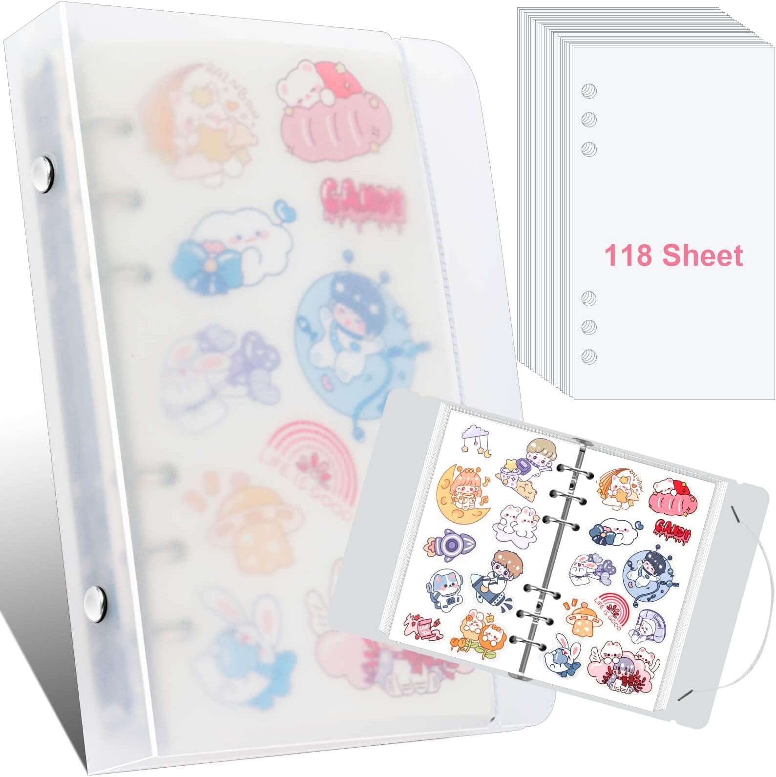 118 Sheets Sticker Album for Collecting Stickers, Reusable Sticker Collecting Album