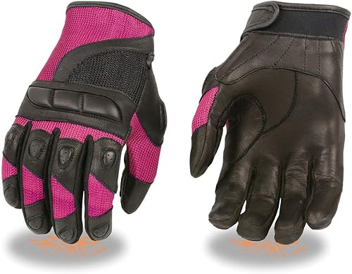 Guantes combinados de mallacuero para mujer con acolchado de nudillos