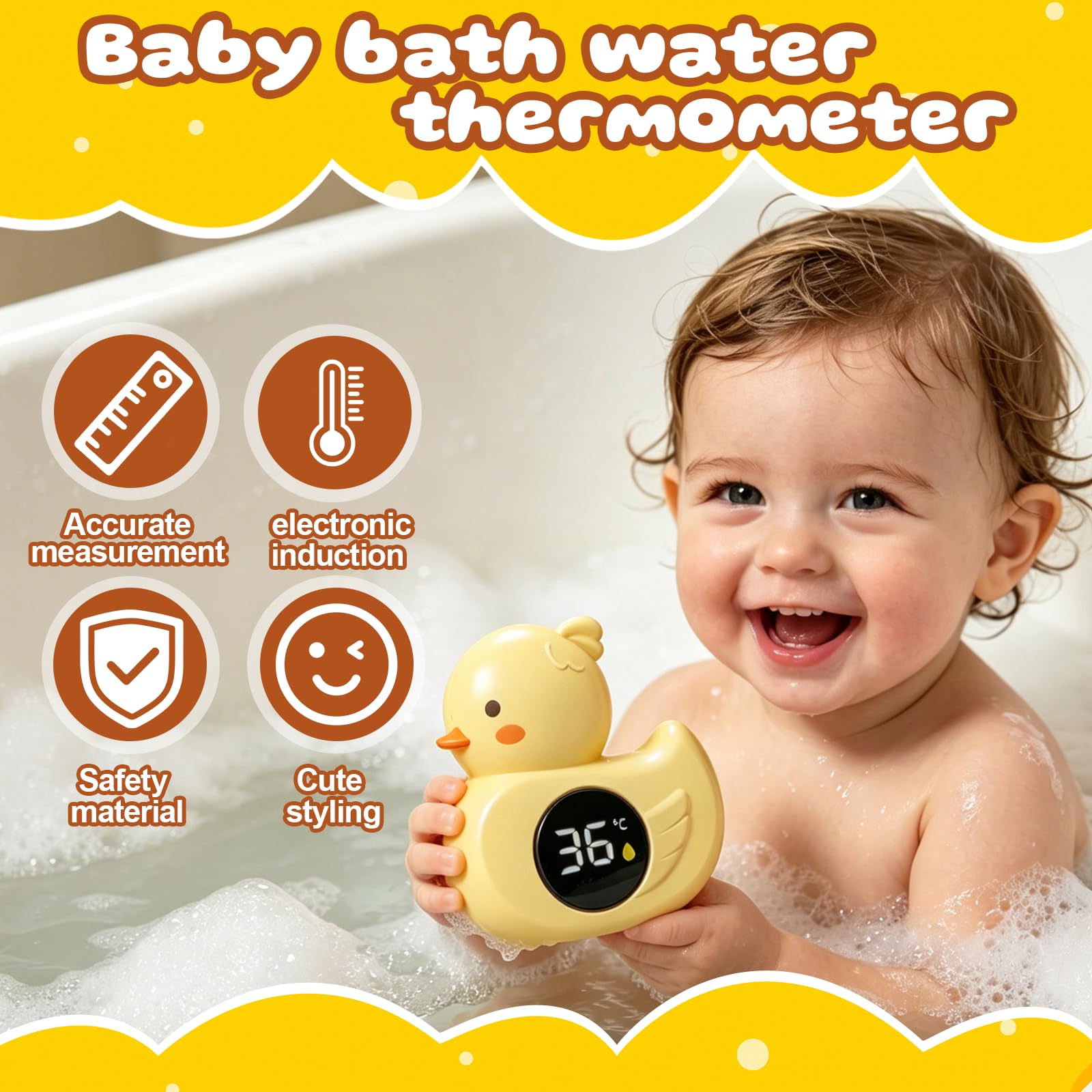Badethermometer, Digitales Wasserthermometer, Wasserdichtes(Krabbe) | Genaues Temperaturwarnthermometer Schwimmendes Design zum Baden von, Geeignet für Pools
