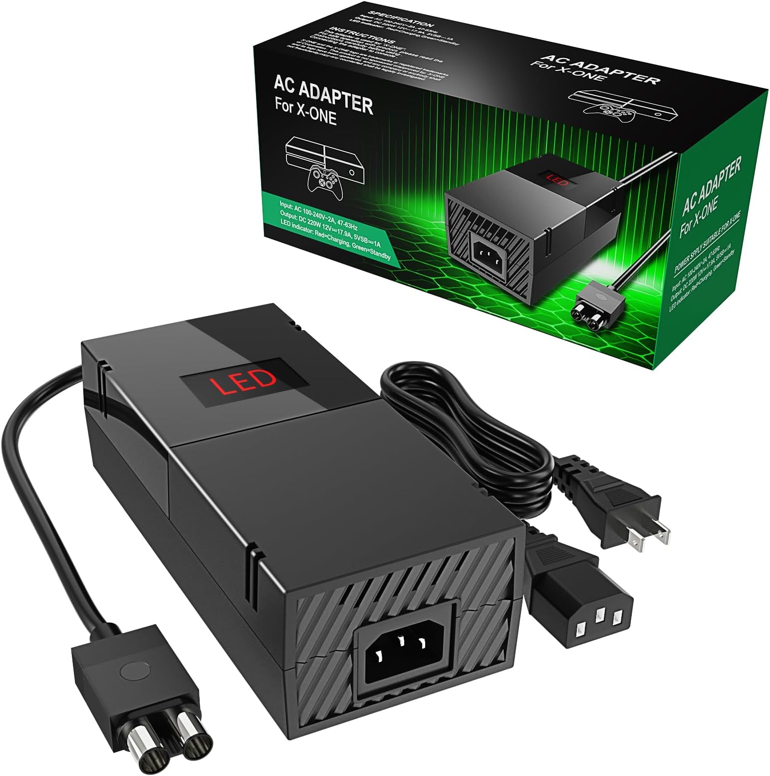Xbox One Power Supply LED Display Power Brick Replacement for Xbox One 100-240V