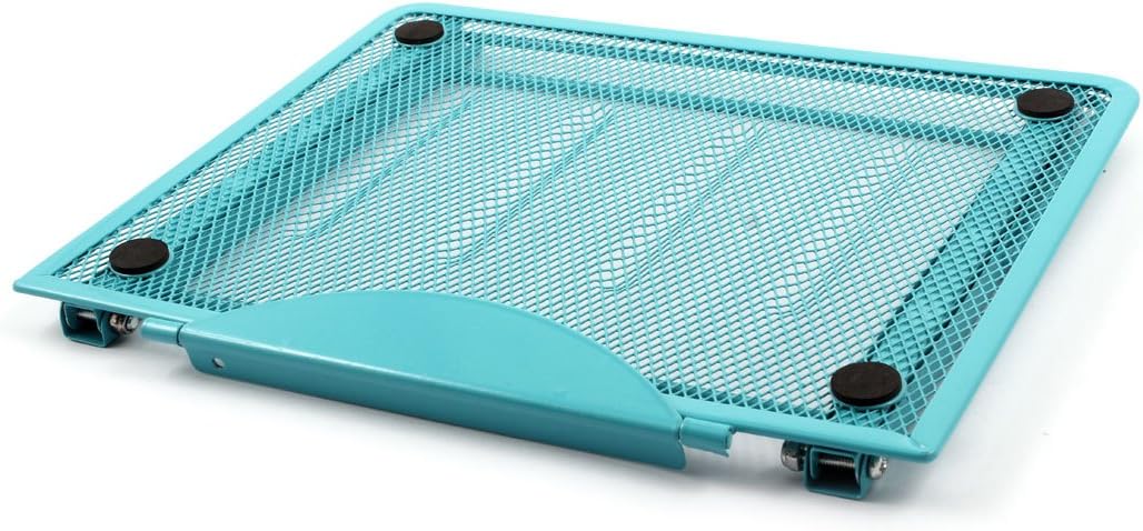 Ruilogod Metal Home Tablet Desk 6 Slots Adjustable Foldable Stand Bracket Holder Blue
