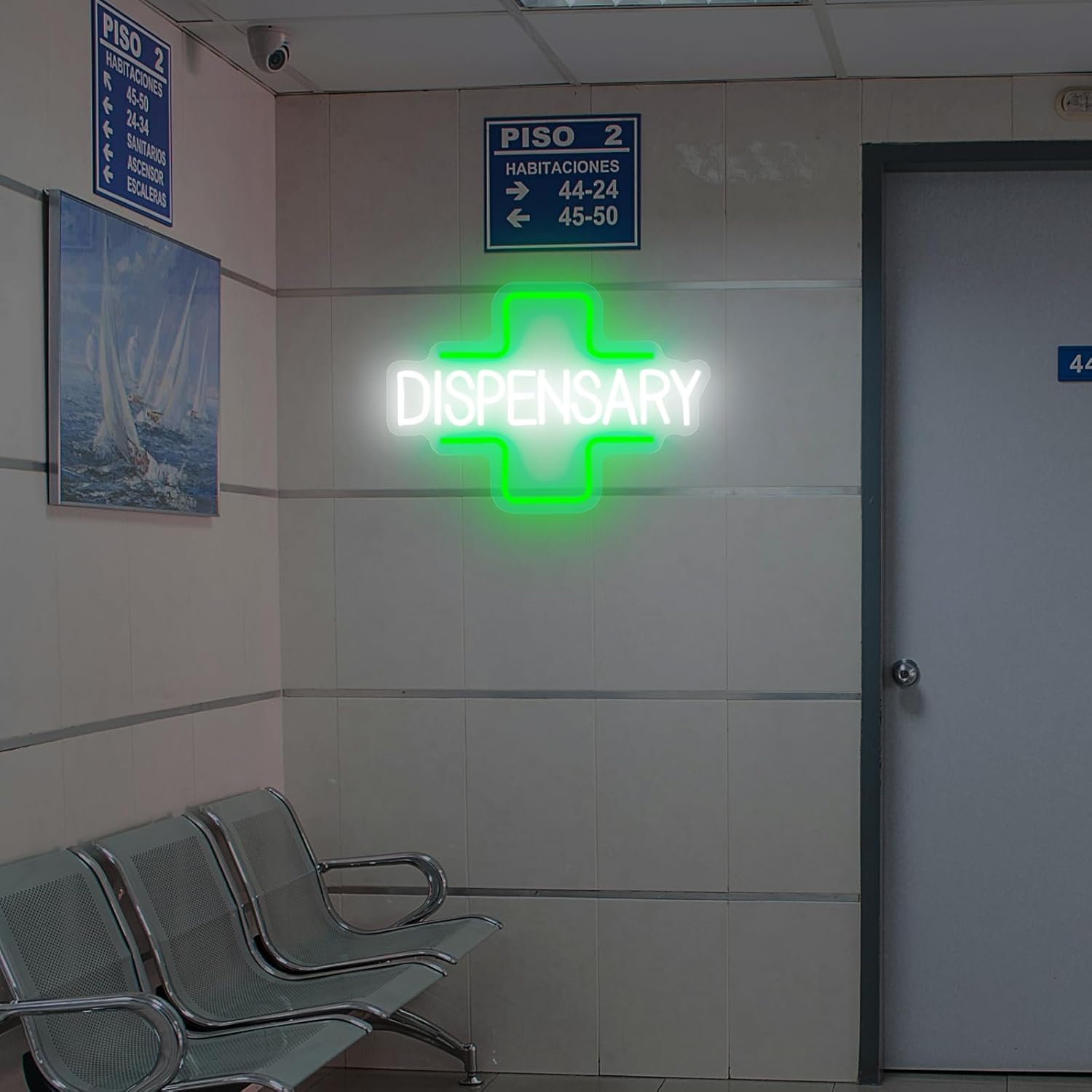 Dispensary Neon Sign, Green Cross Neon Signs for Wall Decor, Dimmable Led Signs for Shop, Light Up Signs for Bedroom Home Store Man Cave Club Pub Party Decorations