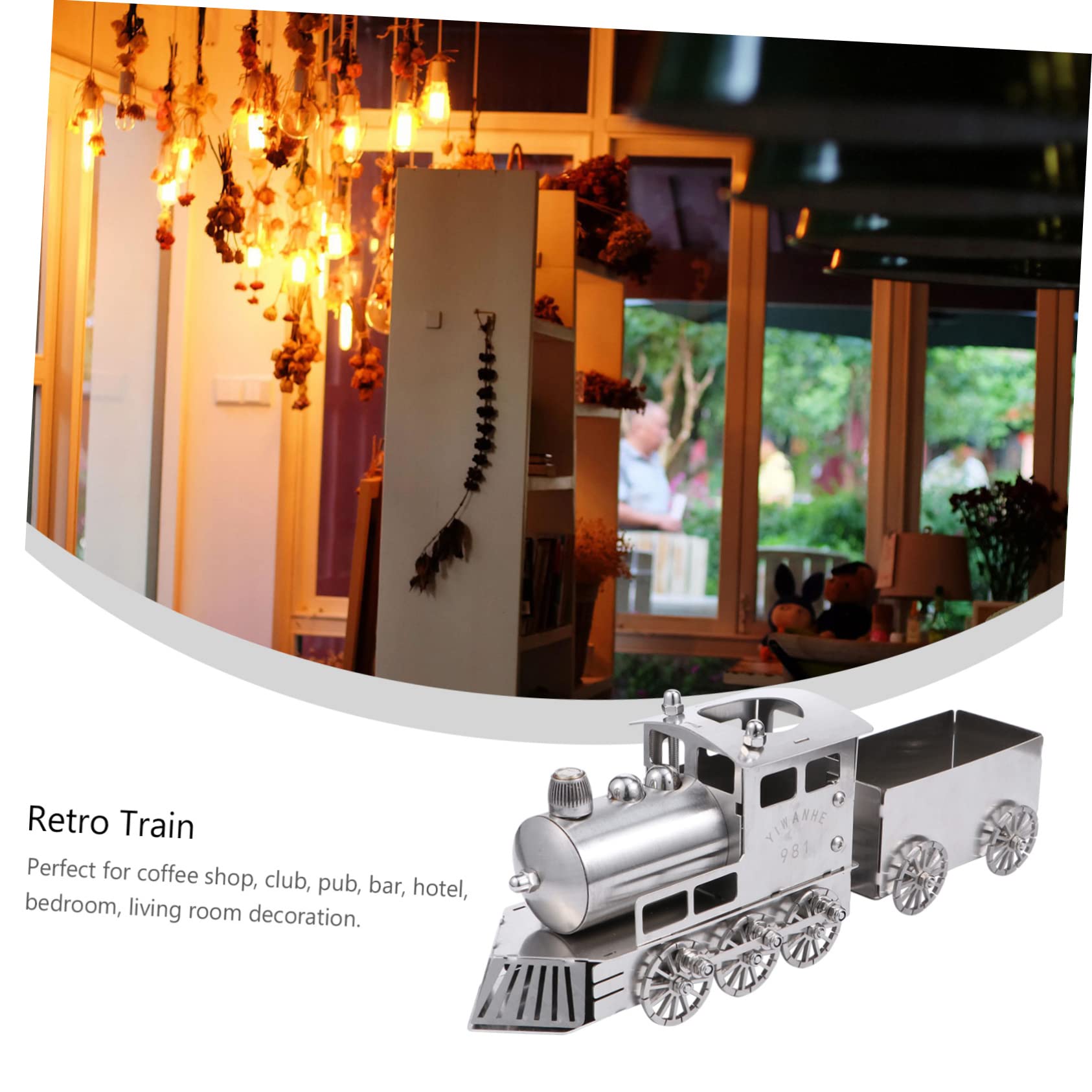 Modelo de Tren de Vapor Clásico de Acero Inoxidable para Decoración de Escritorio, Resistente a Golpes y Desgaste, Estilo Retro y Lujo para Mesa
