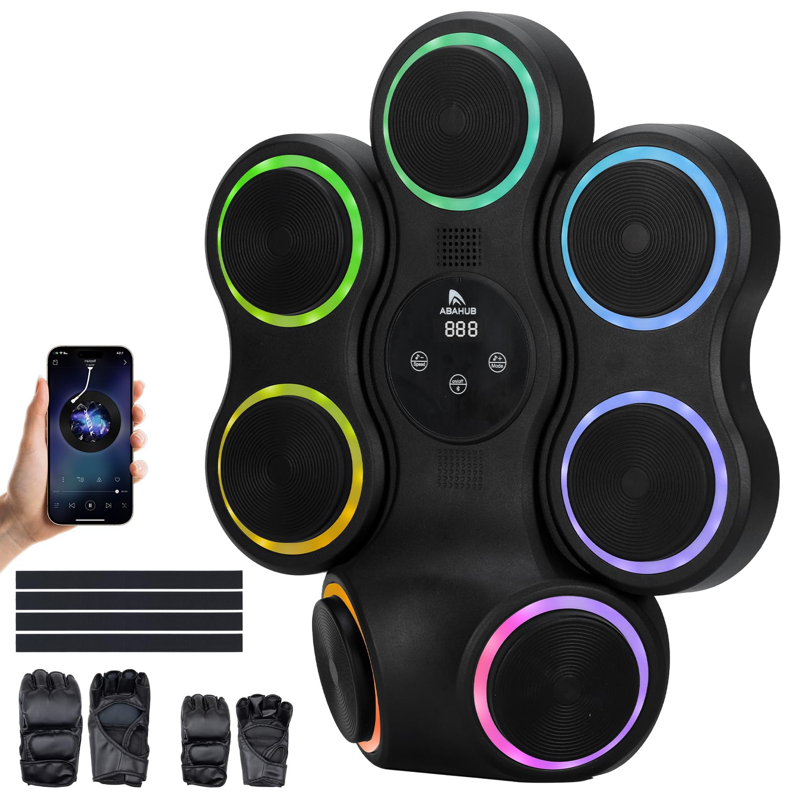 Abahub Music Boxing Machine for Adults & Kids, Home Fitness Equipment with Gloves, Wall Mounted Interactive Punching Target, Nice Gift Choice