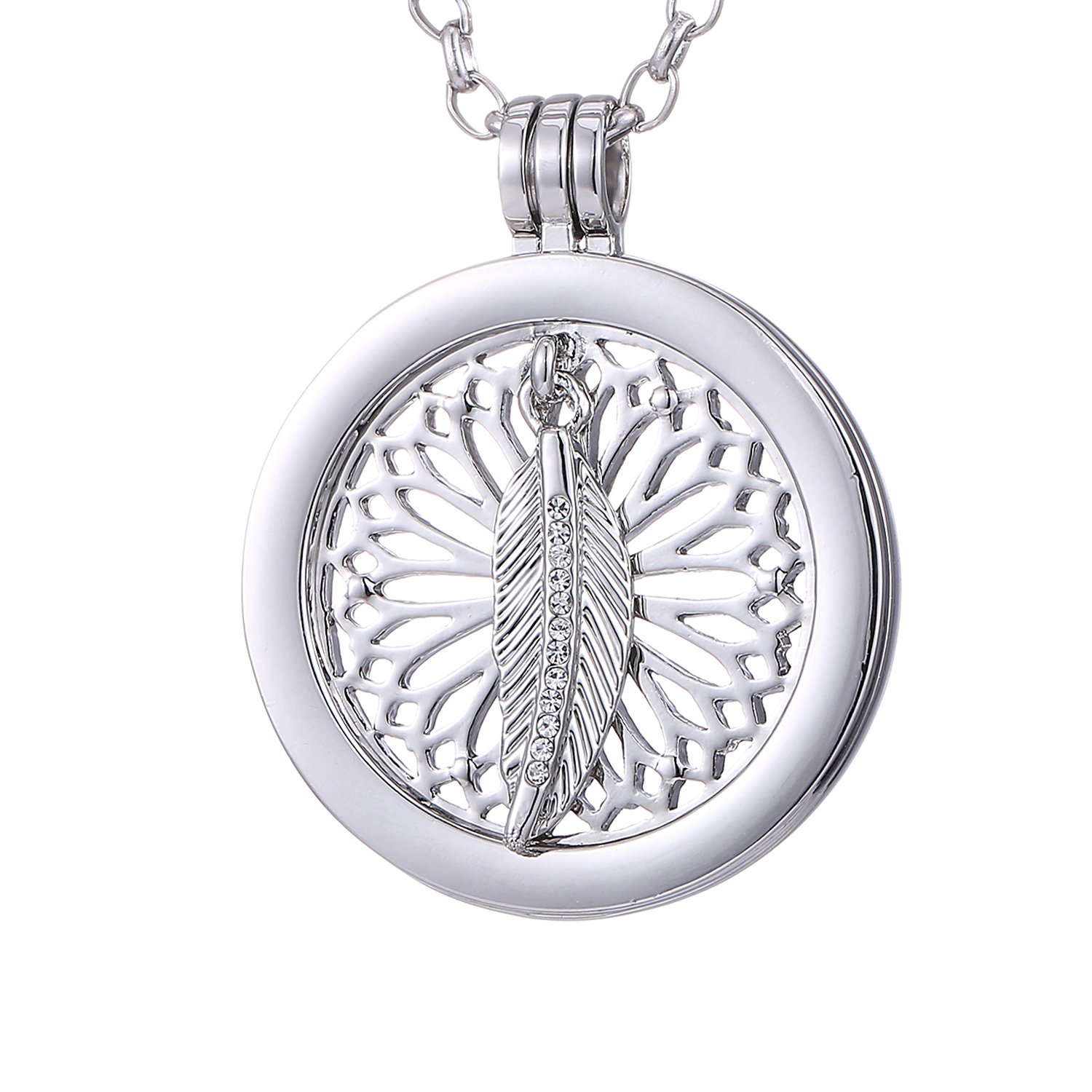 Morella Mujeres Collar 70 cm Acero Inoxidable y Colgante Amuleto Coin 33 mm en Bolsa para Joyas — view 8