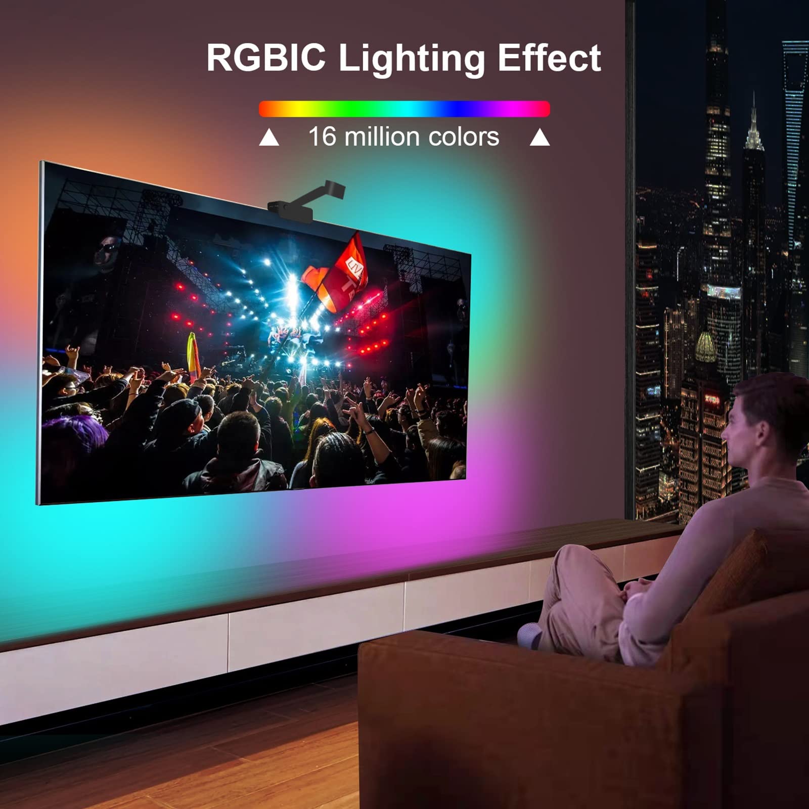 アニメーションテレビ ライトと音楽付き Amazon.co.jp: 55-65 インチ TV 用スマート アンビエント ライト