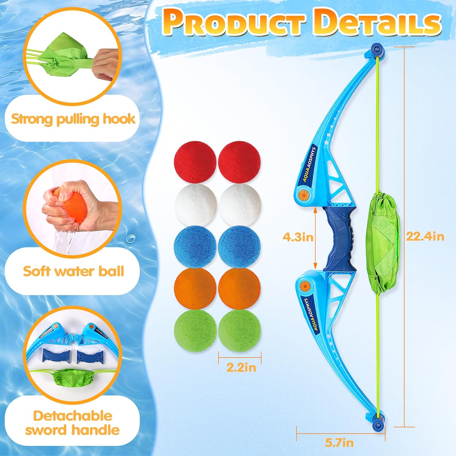 10Pcs Reusable Water Balloons with Bow and Arrow for Kids, Pool Beach Water Fight Equipment for Boys and Girls, Outdoor Summer Toys for Kids Ages 3-12