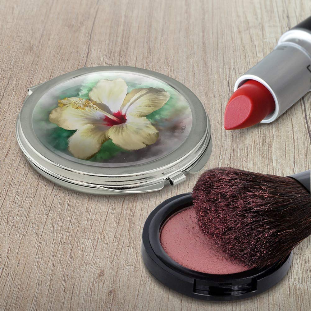 Tropical Yellow Hibiscus Flower Hawaiian Vacation Compact Travel Purse Handbag Makeup Mirror
