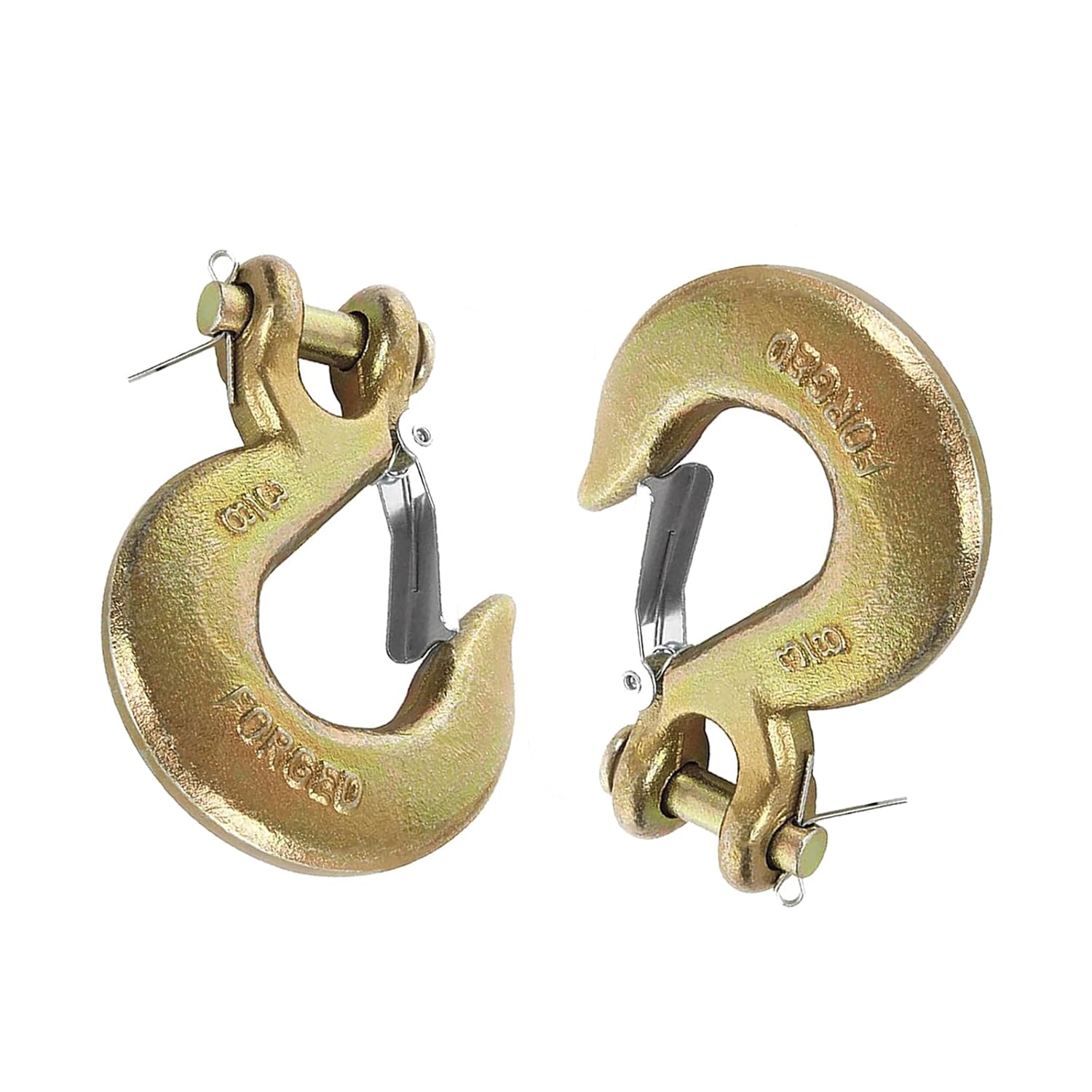 2PACK 3/8" Clevis Slip Hooks with Safety Latch,G70 Forged Steel Heavy Duty Tow Chain Hooks Clevis Grab Hook,Working for Trailer Truck Transport Towing and Chain.