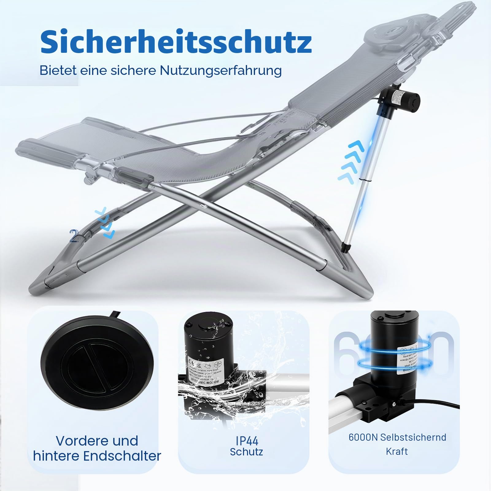 Linearantrieb Druckkraft 6000N, Linearer Aktuator 38-61cm Elektro-Zylinder 12V DC Elektrischer Linearaktuator, Aufzug Hub-Hub für Gerade, Spindelantrieb Hubzylinder Elektrisch Motor Halterung