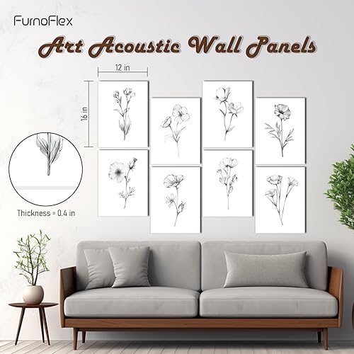 Miniatura 2 de FurnoFlexArt Acoustic Panels Tiles Decorative Room Sound Proof Foam Absorbing Panels Noise Dampening Canceling Reducing Blocker for Walls (Floral