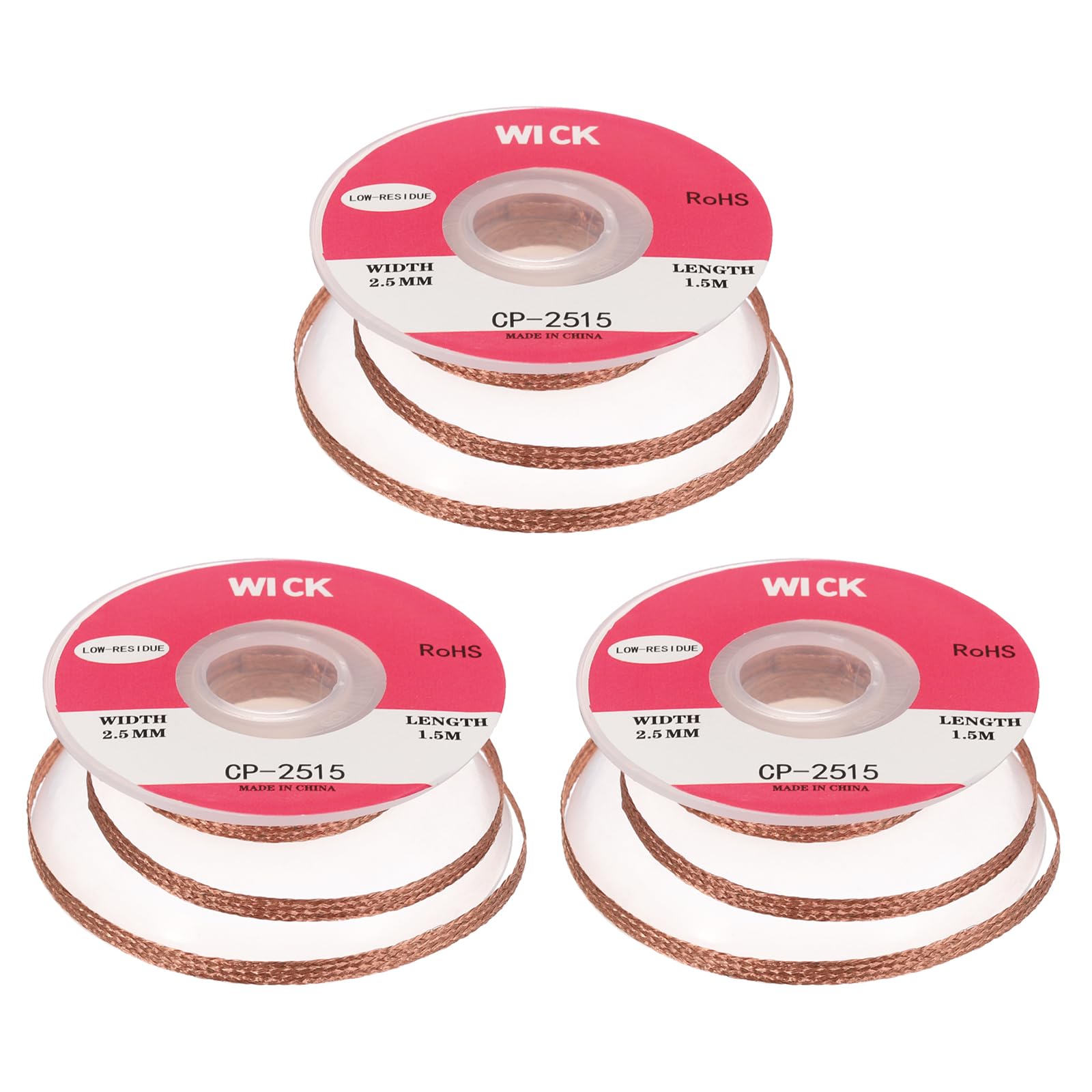 MECCANIXITY Solder Wick Braid No-Clean Desoldering Wick Braid 0.1 Inch Width 5 Feet Length for Remove the Solder Electrical Components 3 Pack