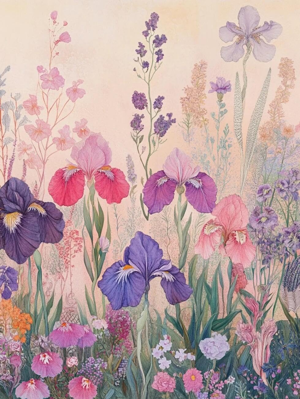 Rqwybcaxn Bead Cross Stitch Kits Watercolor Flowers 40x50cm