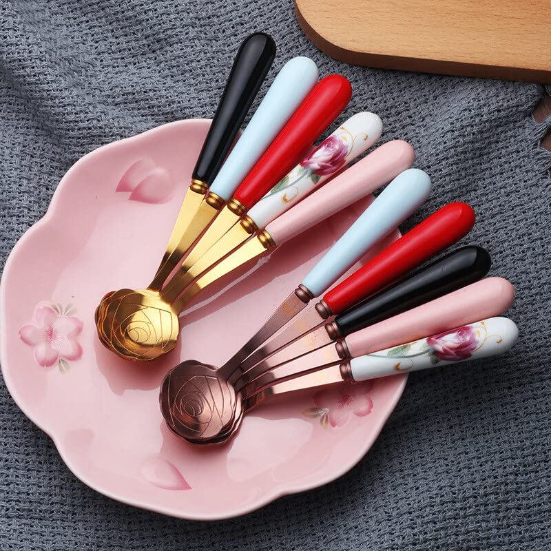 Łyżeczka do herbaty 10 szt. Łyżeczka do mieszania kawy, imitacja ceramicznej rączki Łyżeczka do kawy, Łyżeczka do napojów ze stali nierdzewnej Łyżeczka do lodów Łyżka do deserów Prezent ślubny