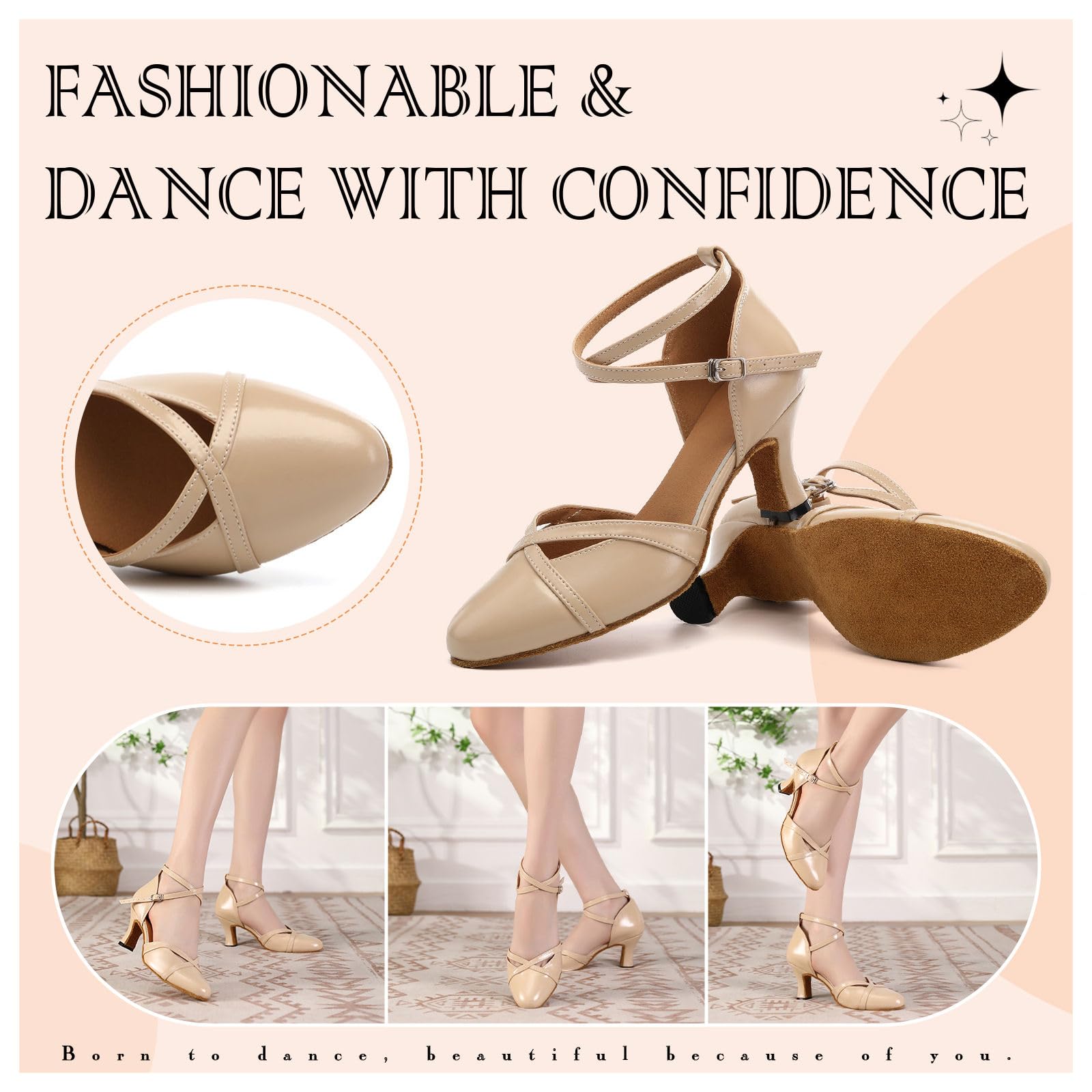 Zapatos de Baile Latin Mujer Cerrados Bachata y Salsa Tango Vals Zapatos de Danza