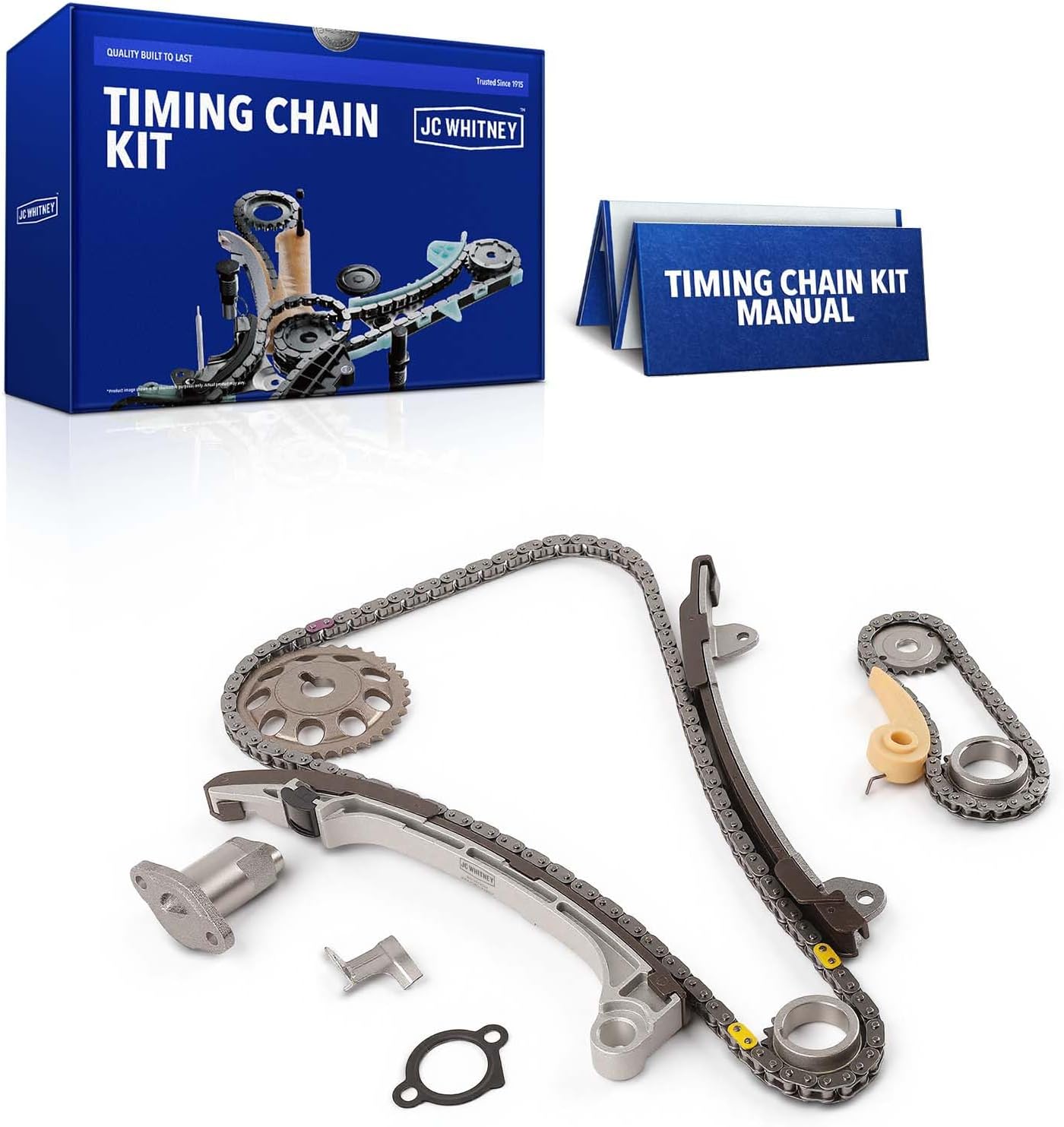 JC Whitney JFBAJCWTCK00037 Engine Timing Chain Kit with Tensioner - Fits DOHC L4 2.0L 2.4L - Compatible with Toyota RAV4 01-08, Camry 02-11, Corolla 09-12, Highlander 01-07, Lexus HS250h 10-12