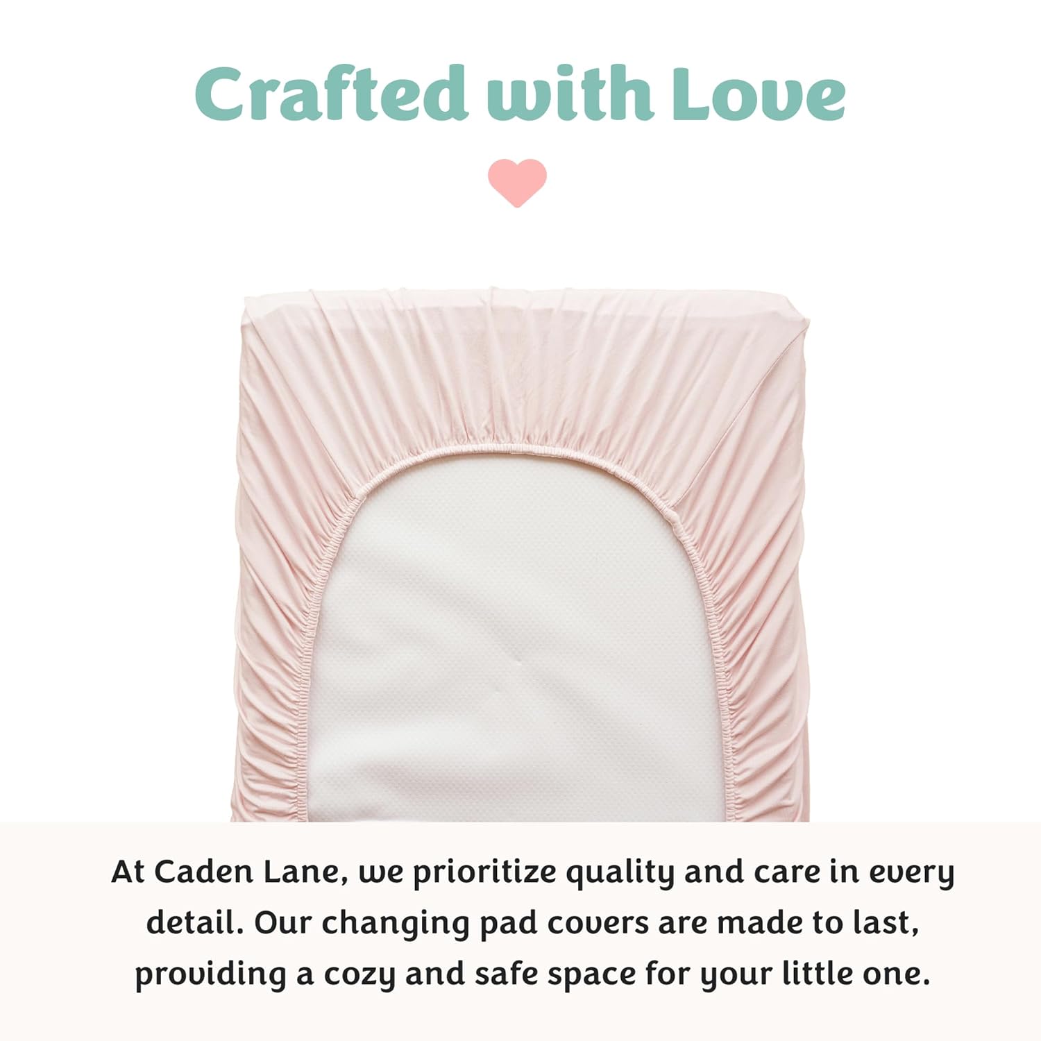 Caden Lane Changing Pad Cover, Ultra Soft, Breathable & Temperature-Regulating, Elastic Edges & Deep Pocket, Fits Standard Diaper Change Table Mats, Ideal for Baby Showers, Machine Washable, Pale Pink