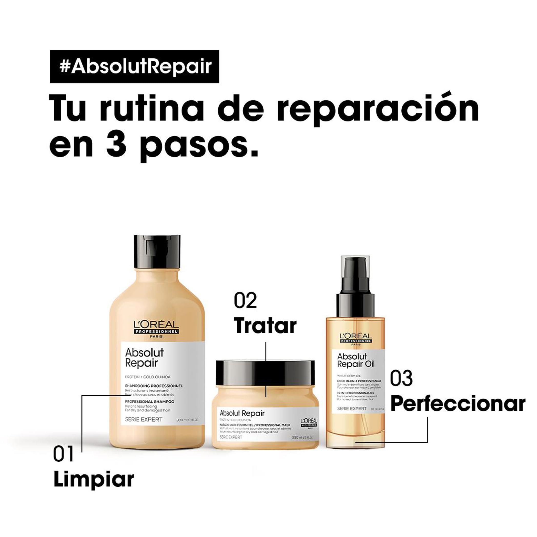 Serie Expert Cofre de San Valentín Absolut Repair 2023 Duo,Para un cabello fortalecido y reparado al instante. Incluye champú de 300ml y mascarilla de 250ml