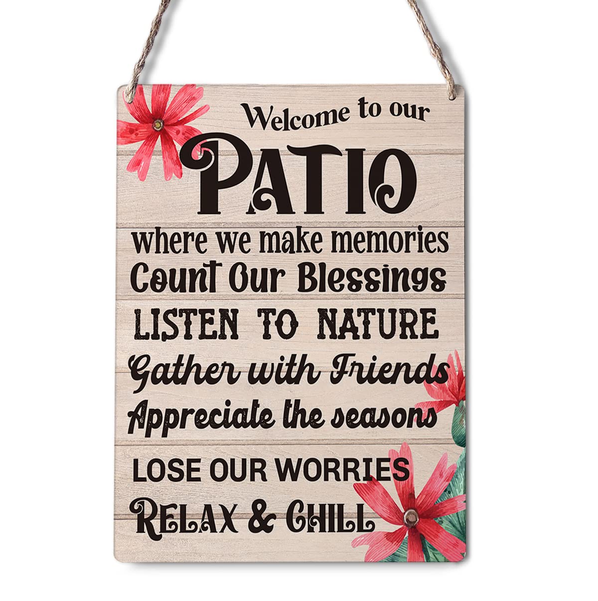 Patio Signs Welcome To Our Patio Holzschild – 40,6x12,7 Cm, Massivholz, Rustikal, Für Terrasse, Garten, Haustür