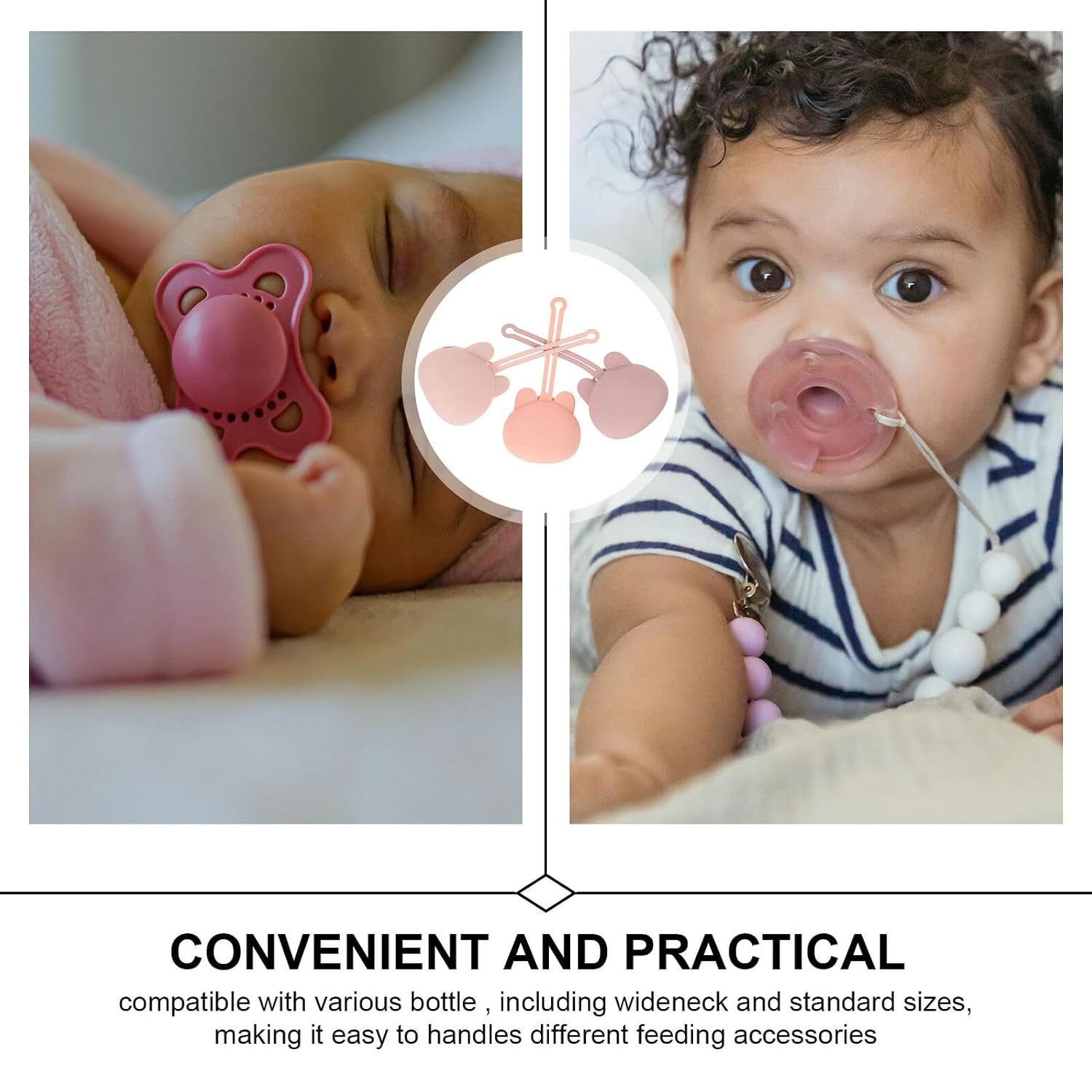 Silicone Pacifier Case Holder for Babies, Portable 3pcs Set with Bunny Design, Soft Food-Grade Silicone Storage Pouch, Travel and Home Use, Lightweight Container