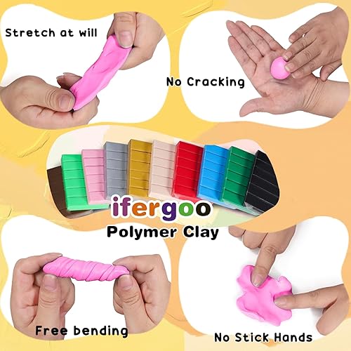 Miniatura 2 de ifergoo Arcilla polimérica, 3.53 onzas (3.53 onzas) de arcilla modelo horneada para esculpir, bricolaje, creación artística y proyectos escolares,