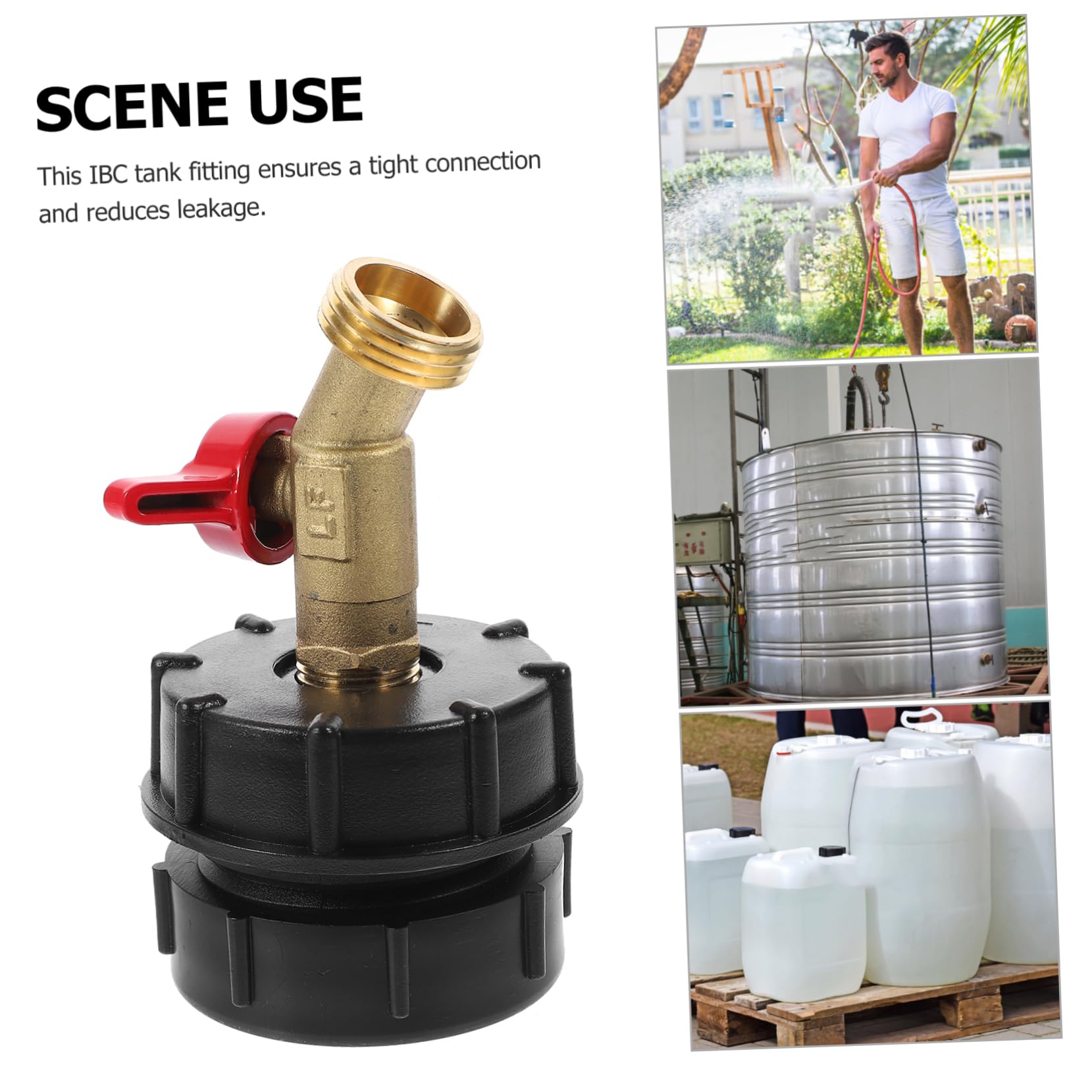 ibasenice 5 Piezas Accesorios De Conector De Cubo Adaptador De Agua del Tanque De Asas IBC Ajuste De Barriles De Tonelada Adaptador IBC y Grifo De Jardín IBC a 1/2 Grifo Abs