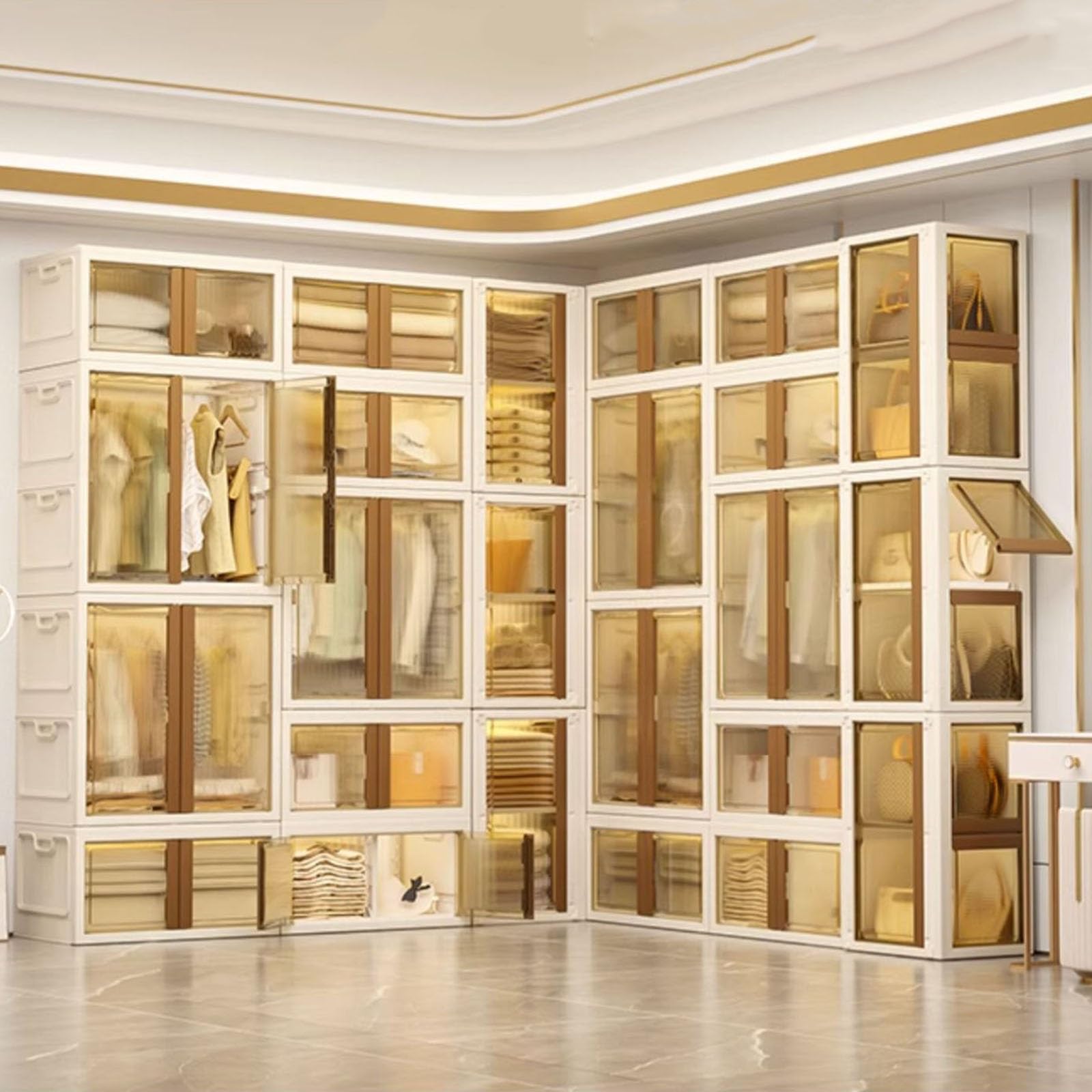 Tragbarer Schrank mit Türen, Stapelbarer Kleiderschrank, Würfel-Aufbewahrungsorganisator, Platzsparender Kombinationsschrank, Modularer Schrank für Kleidung, Schuhe und Spielzeug ( Color : 300L-1 Rod