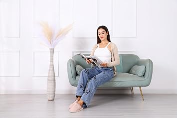 Leewadee Decorative Tall Floor Vase for Living Room Decor, 34 inches, White Wash, Resin