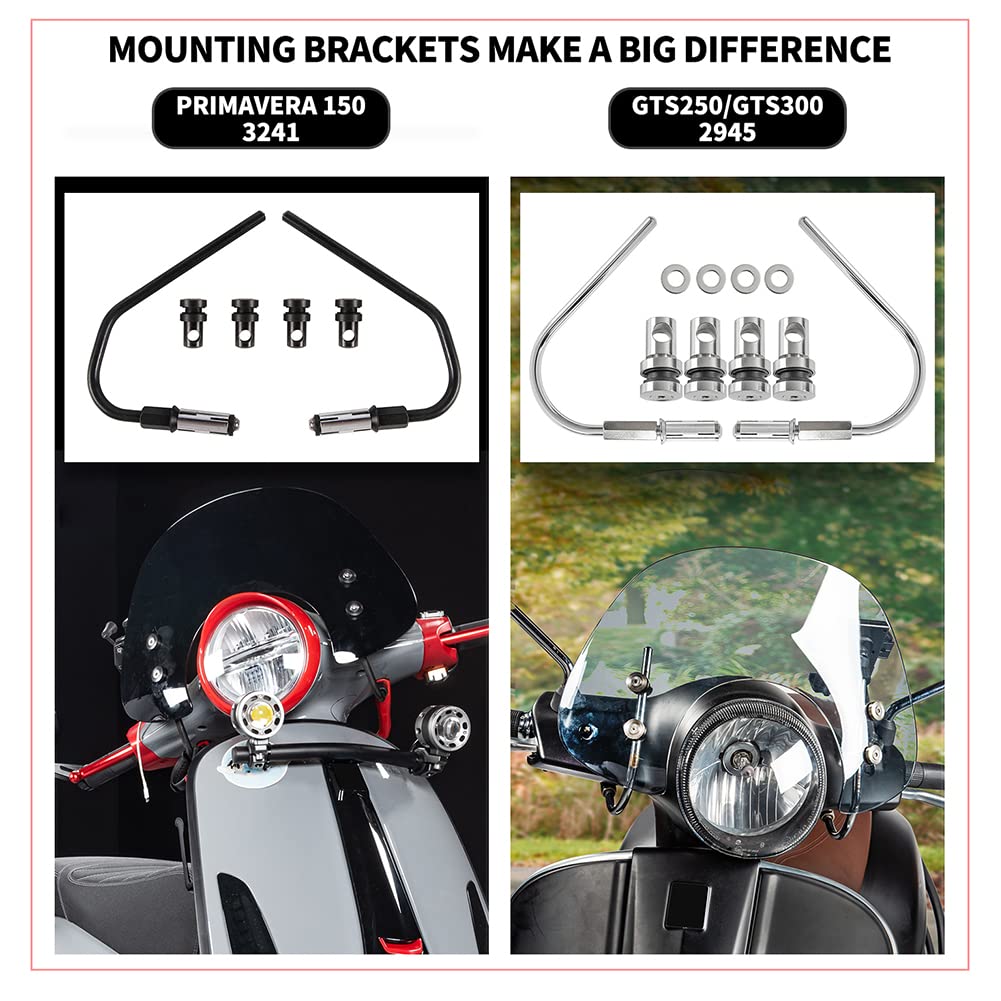 Parabrezza Zanzariera Deflettori Visiera per Vespa Primavera 50 125 150, 2017-2022, Moto Sportive, Schermo Corto Fumè Chiaro