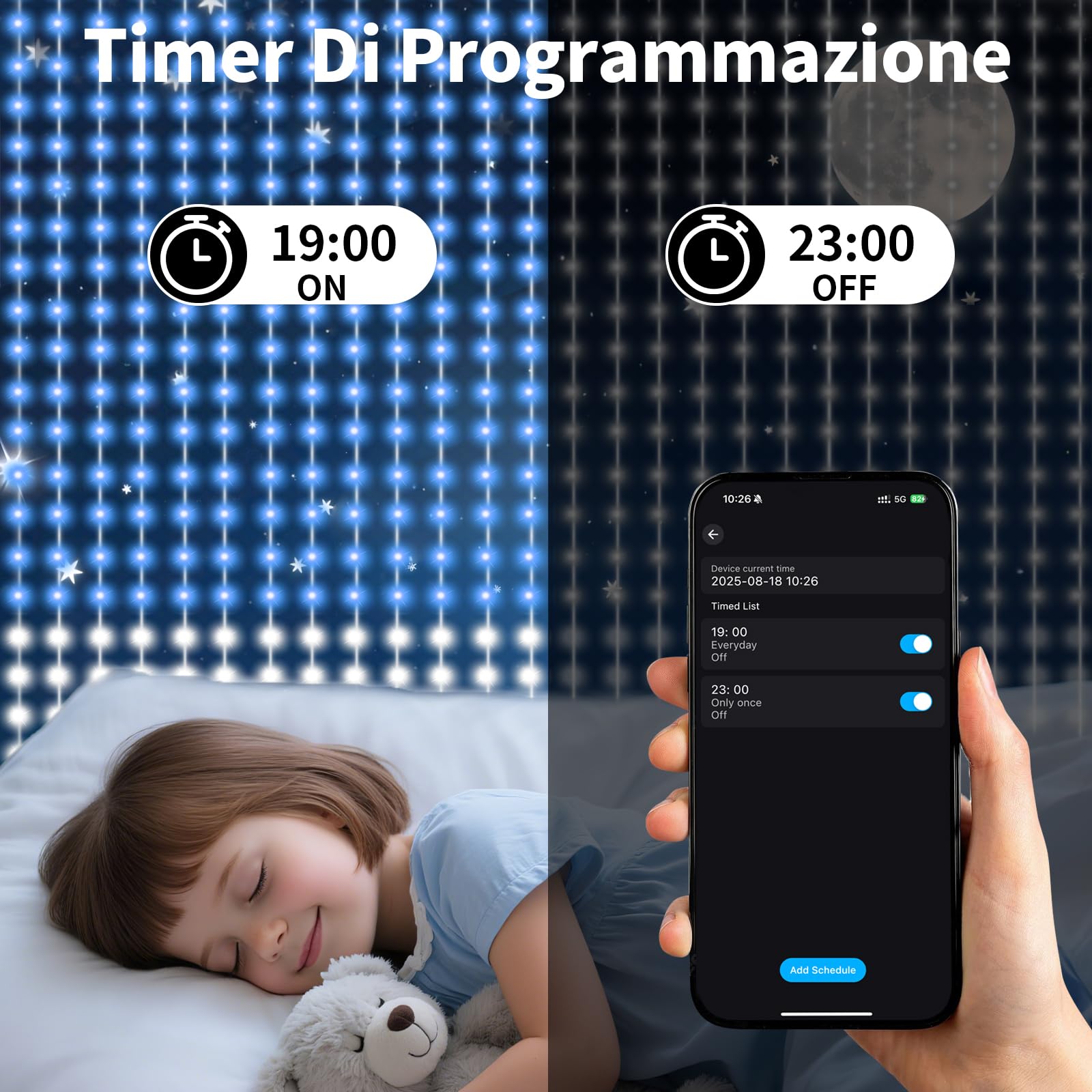 YOOHBERRYS Tenda Luminosa, Luci Per Tende Con 400 LEDs, Telecomando, APP, Sincronizzarsi con la Voce, Timer, DIY Tenda Luminosa per Natale, Feste, Matrimonio, Interni ed Esterni IP65 (2 X 2m)