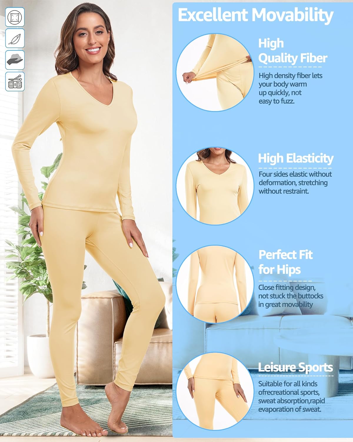 UNIQUEBELLA Womens Thermal Underwear Long Johns Base Layer Set for Women Athletic Underwear Set - Image 4