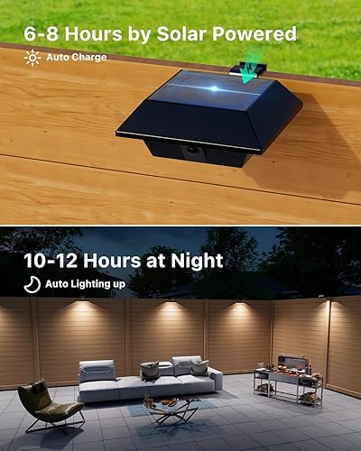 Miniatura 6 de Paquete de 8 luces solares para canaletas para exteriores, impermeables, 12 luces LED con clip para aleros, techo, lluvia, valla, barandilla, pared,