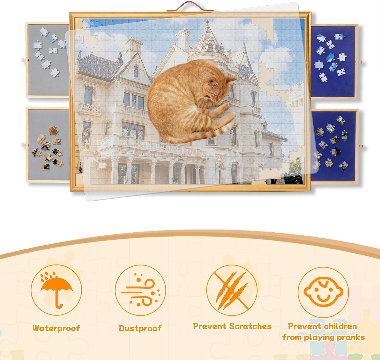 1500 Pcs Adjustable Jigsaw Puzzle Board with 4 Drawers and Cover, Portable Puzzle Table,Hangable Decorative Picture Frame（33.1"x24.1"）