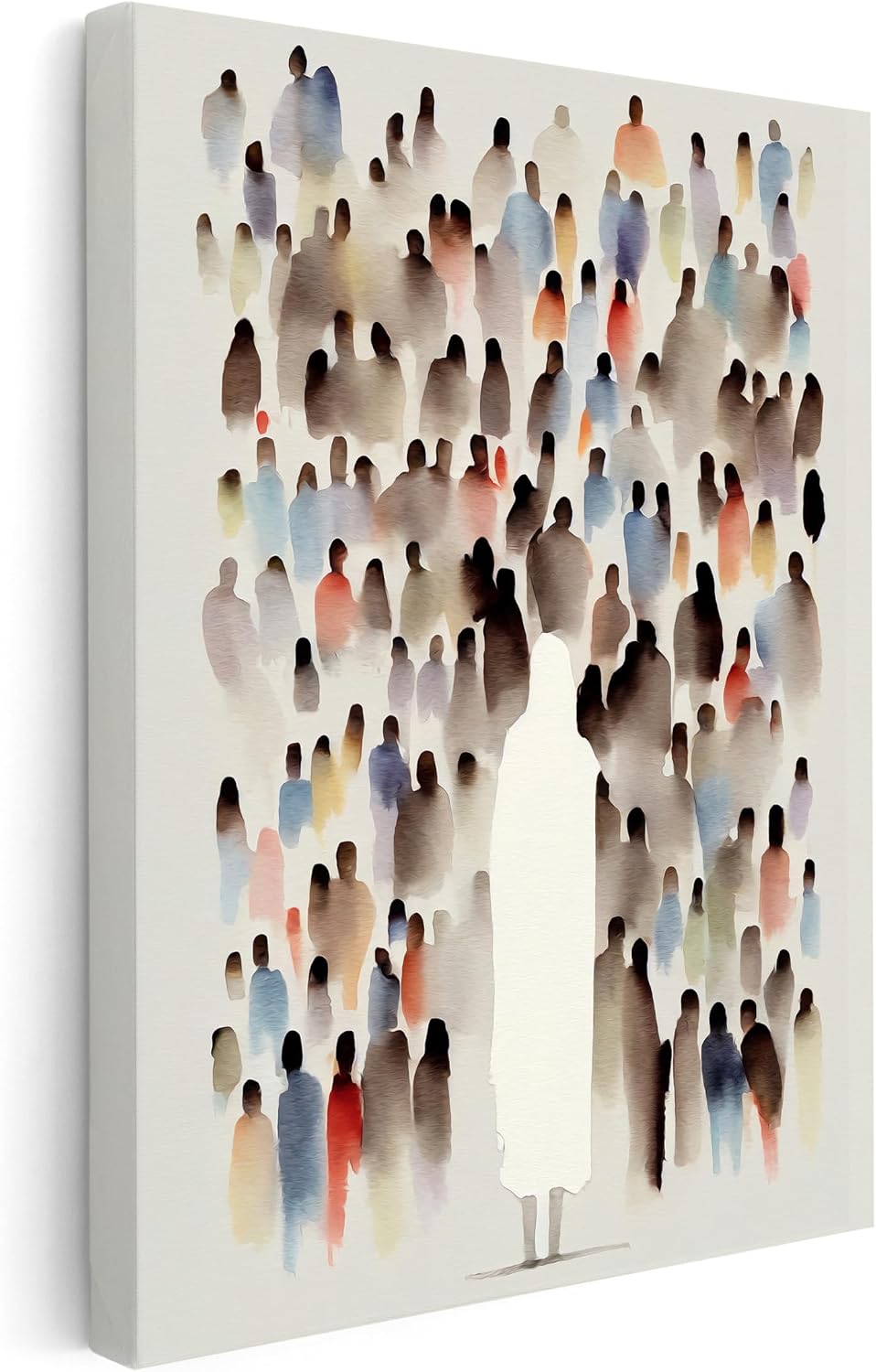 Poster Master Jesus Feeds the 5000 Canvas - Bible Print - Watercolor Art - Abstract Art - Gift for Men & Women - Religious Christian Decor for Living Room, Church or Chapel - 8x10 STRETCHED Canvas