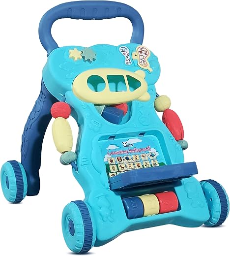 Kidsmate Baby Activity Walker | Push Walker for Babies 6-18 Months | Foldable Musical Baby Walker with Toy Bar | Safe & Non-Toxic Design for Baby Development & Learning Toddler Toys – Blue