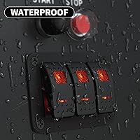 Vista 5 de DaierTek Panel de Interruptor Basculante de 3 Bandas 12V Marino Impermeable Luz LED Roja 5 Pines Interruptor Basculante de Encendido/Apagado Panel