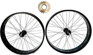 26" x 4.0 Fat Tire Bike Rim, Bicycle Wheel Set & 22T Flywheel | Black Color Heavy Duty Bicycle Rim Beach Cruiser Bike Disc Brake 12G Spokes Wheel