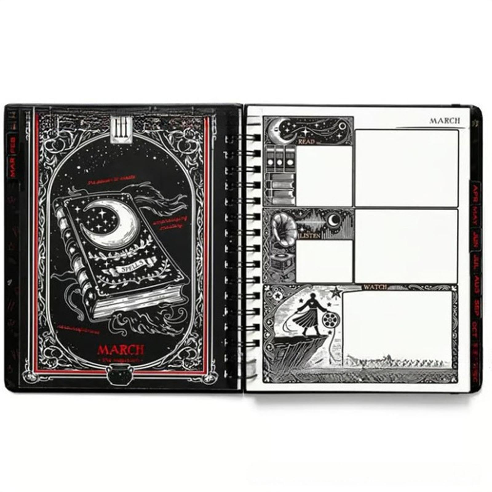 Oshhni Agenda 2026, agenda settimanale degli appuntamenti, opera d'arte ispirata alle carte dei tarocchi gotici, calendario delle festività del libro di