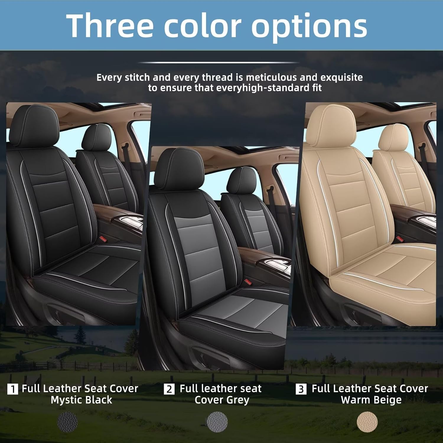 YORKNEIC Car Seat Covers 5 Seats Set for VW Volkswagen Taos 2022-2025 2026 Waterproof Faux Leather Full Coverage Set Car Seat Cushions Protector Compatible Airbag (2 Row 5 Seat, Black&Gray)