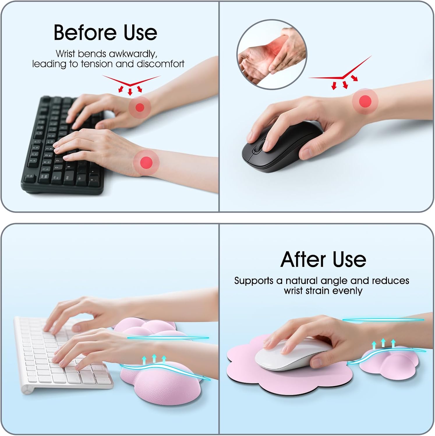 Cloud Wrist Rest Keyboard Cushion and Cloud Mouse Pad, Pink thumbnail