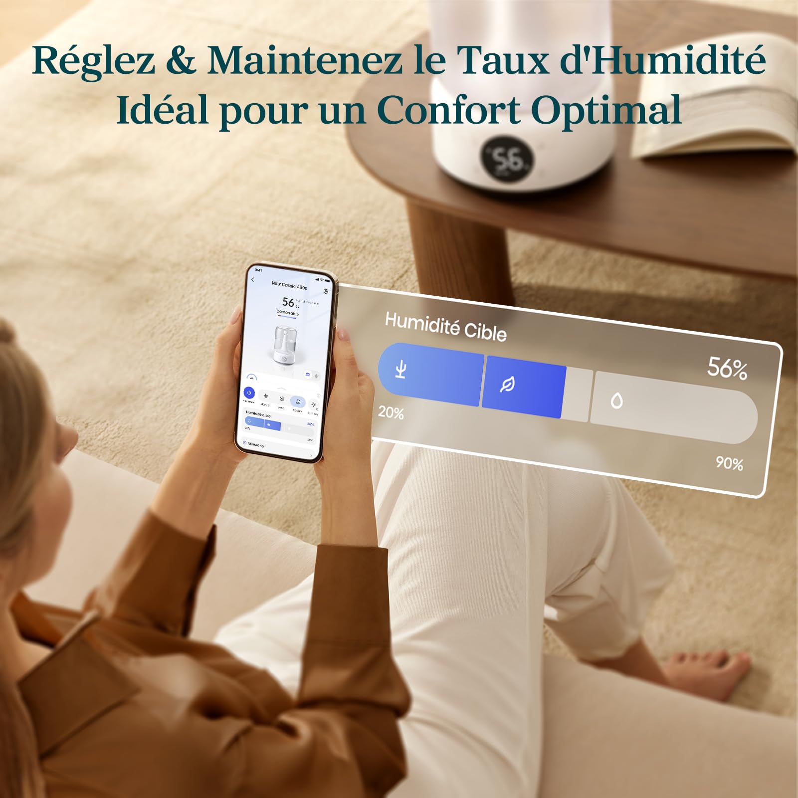 Levoit Humidificateur d'air 4,2 L Contrôle par application, NeoClassic 450S