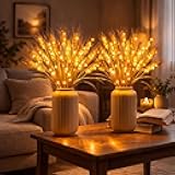 Golden Harvest Light,Wheat Stalks Decor Table Lamp, Battery Operated Flower Lamps, LED Rustic Autumn Centerpiece for Seasonal Home Decor, Thanksgiving & Indoor Fall Harvest Decorations (2 pcs)